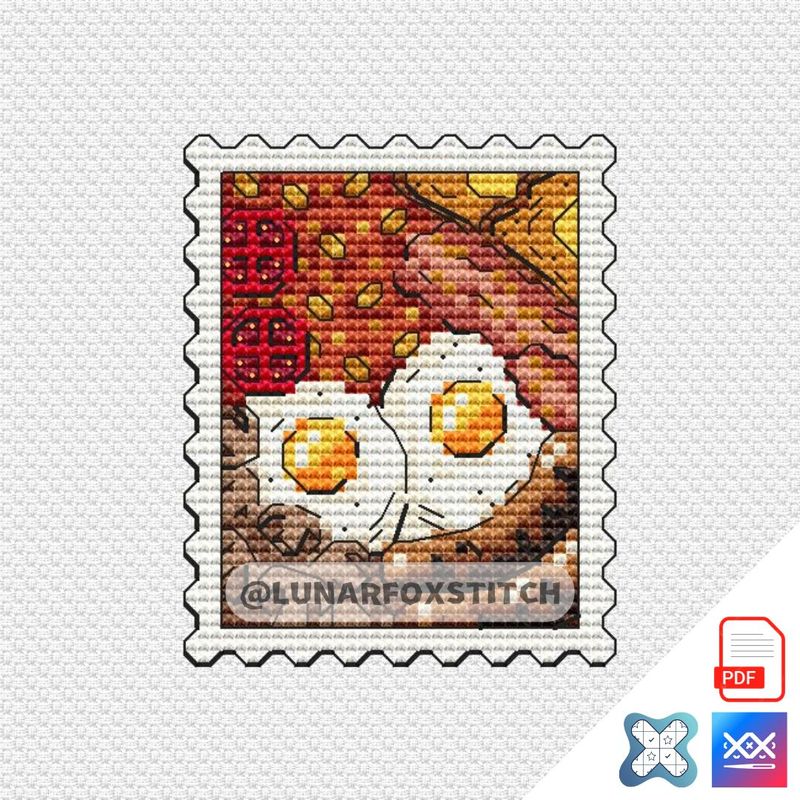 English breakfast mini postage stamp cross stitch pattern