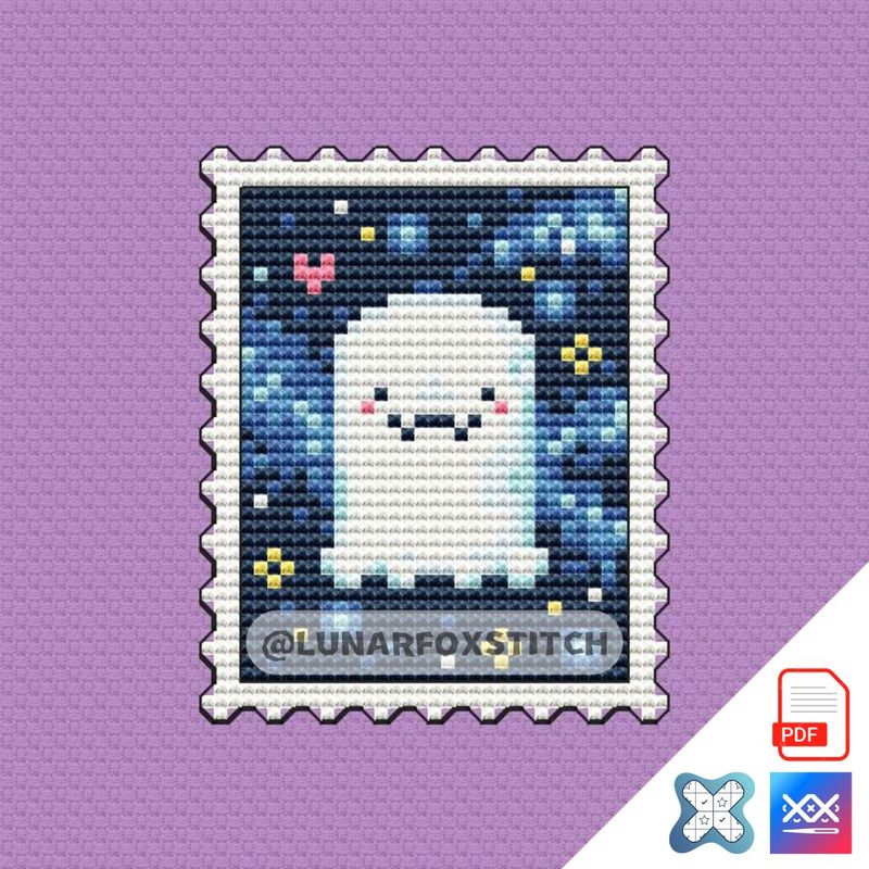 Ghost mini postage stamp cross stitch pattern