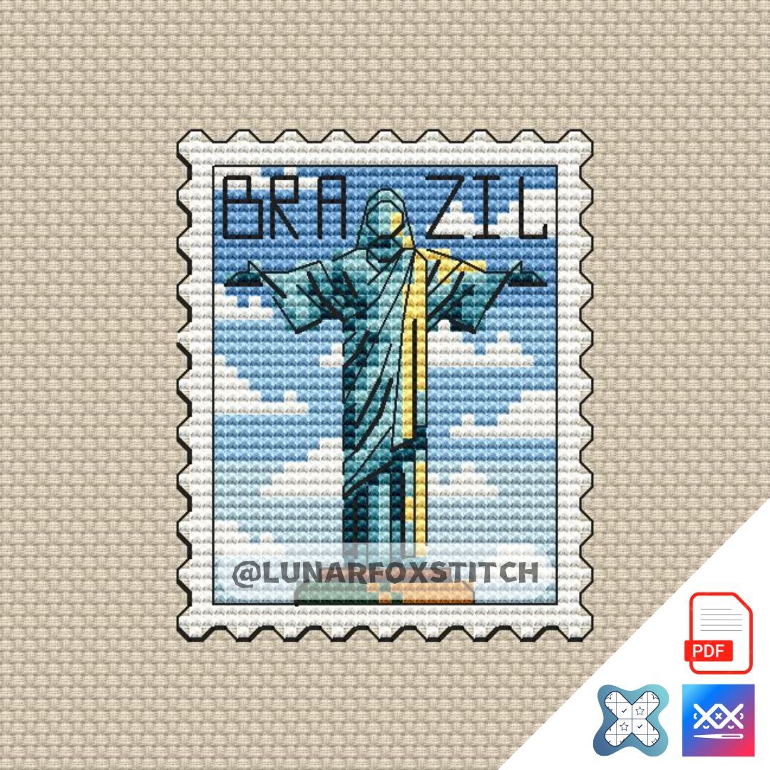 Brazil mini postage stamp cross stitch pattern