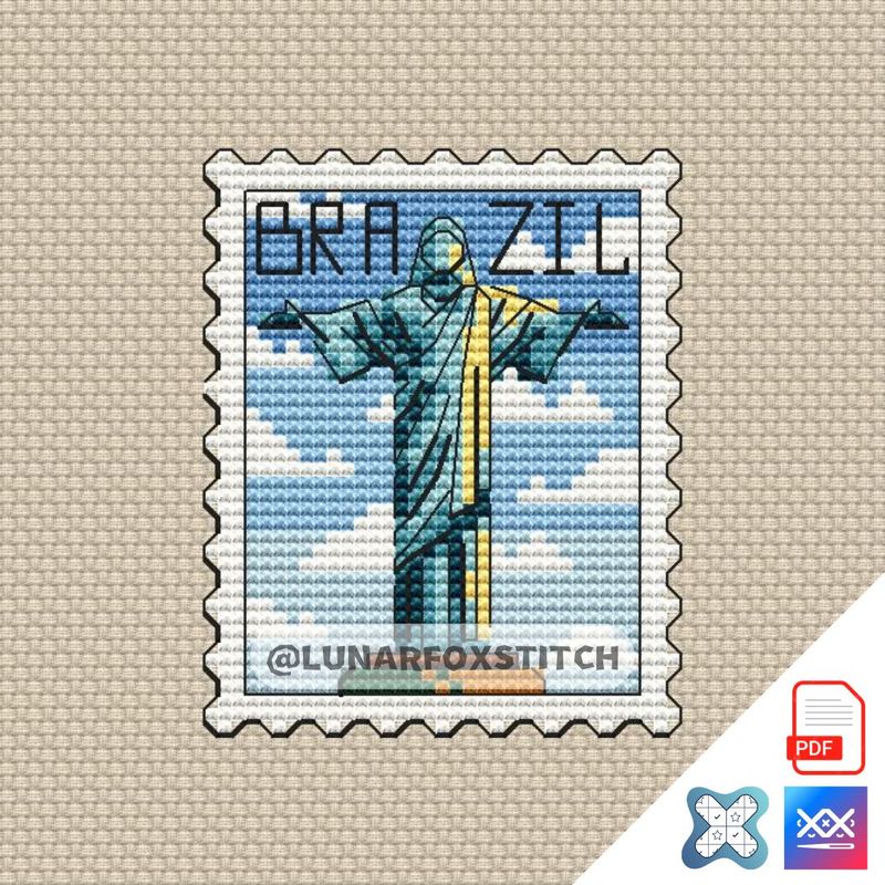 Brazil mini postage stamp cross stitch pattern