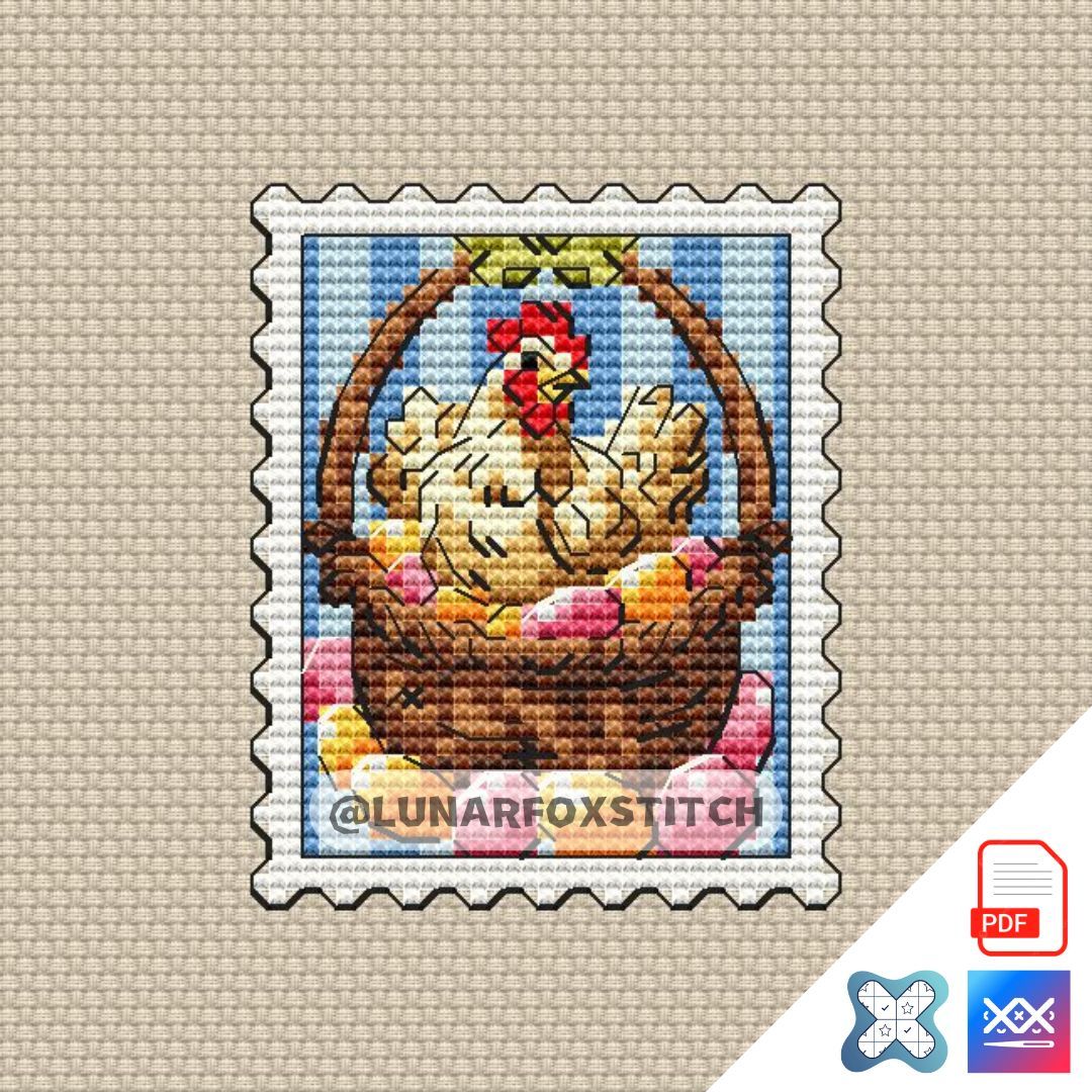 Easter chicken mini postage stamp cross stitch pattern