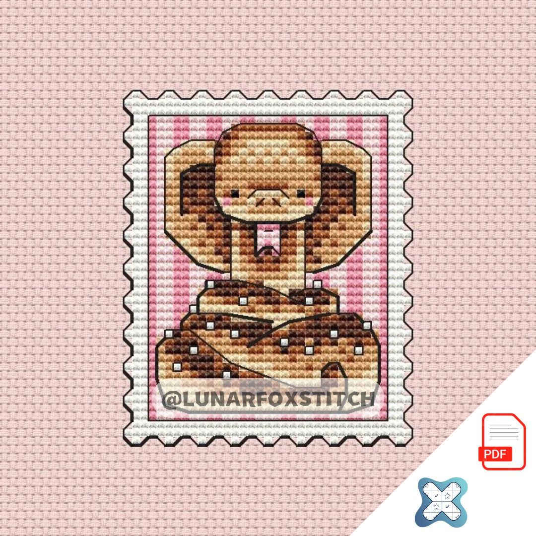 Cinamonroll snake mini postage stamp cross stitch pattern