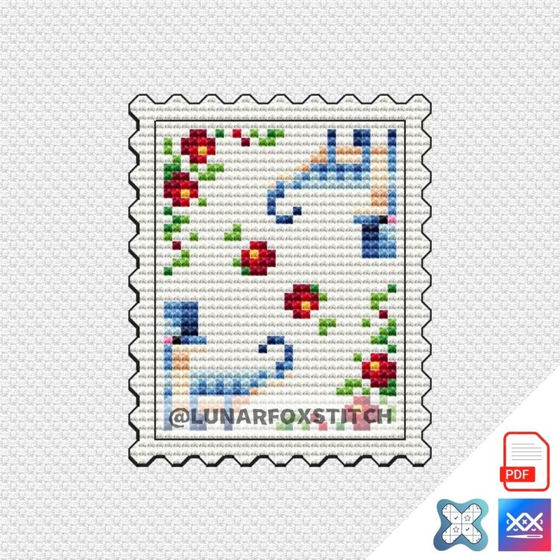 Brachiosaurus dinosaur mini postage stamp cross stitch pattern