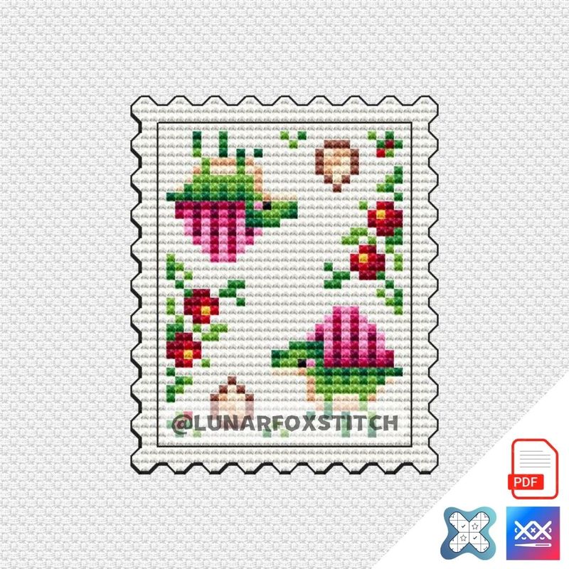 Spinosaurus dinosaur mini postage stamp cross stitch pattern