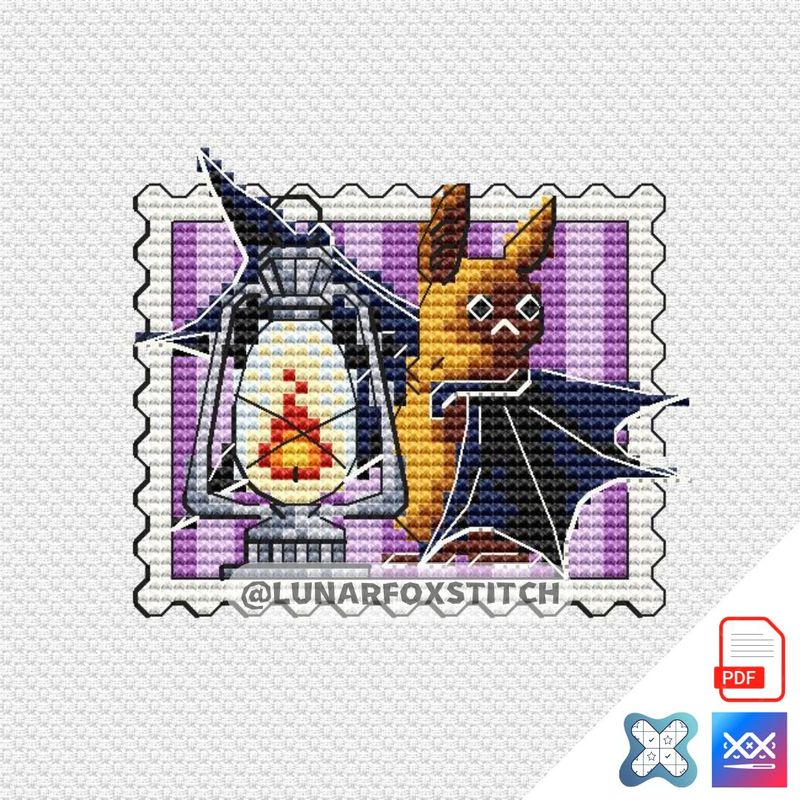 Bat mini postage stamp cross stitch pattern