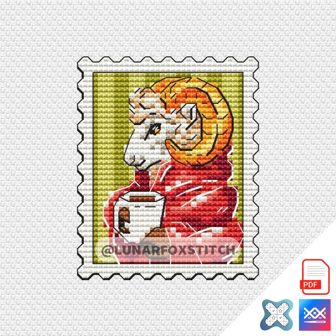 Cozy sheep mini postage stamp cross stitch pattern