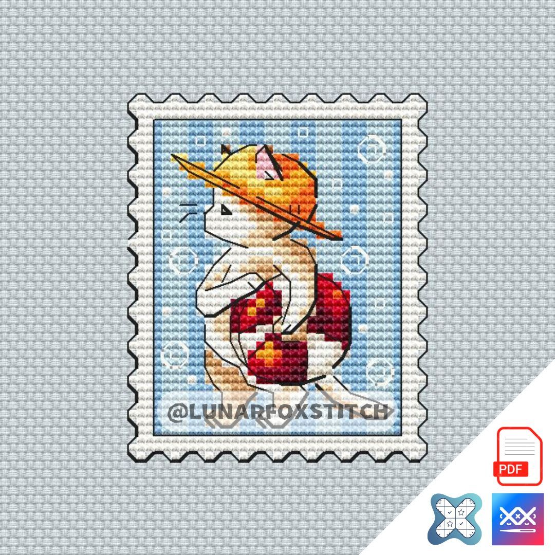 Sea cat mini postage stamp cross stitch pattern