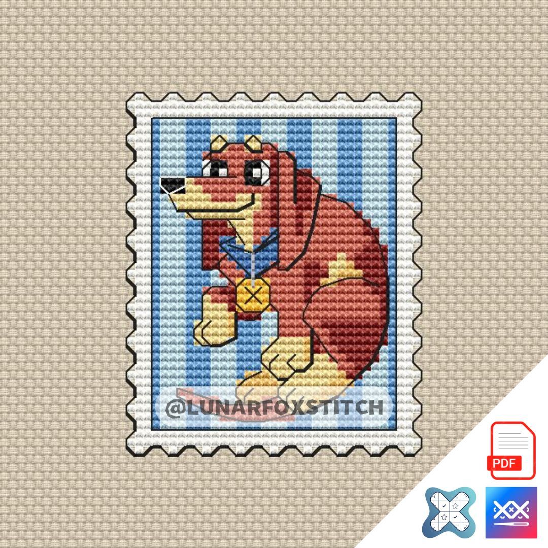 Dachshund mini postage stamp cross stitch pattern