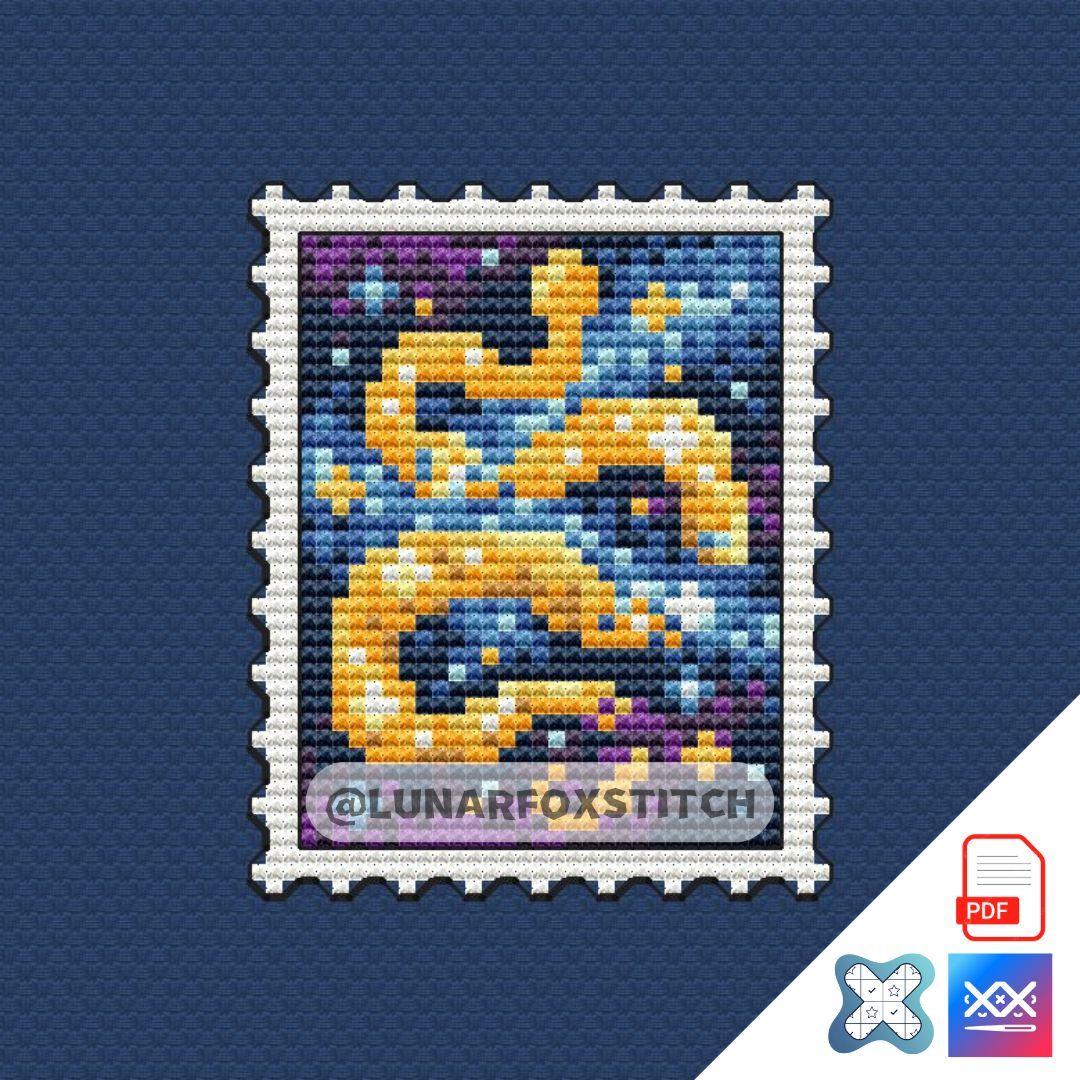 Snake star mini postage stamp cross stitch pattern