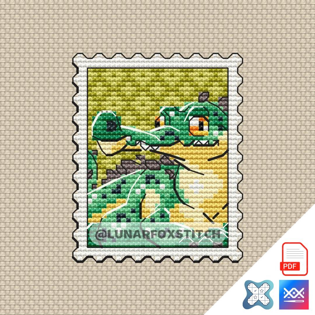 Crocodile mini postage stamp cross stitch pattern