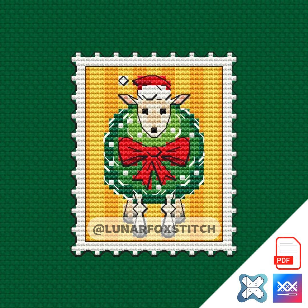 Christmas sheep mini postage stamp cross stitch pattern