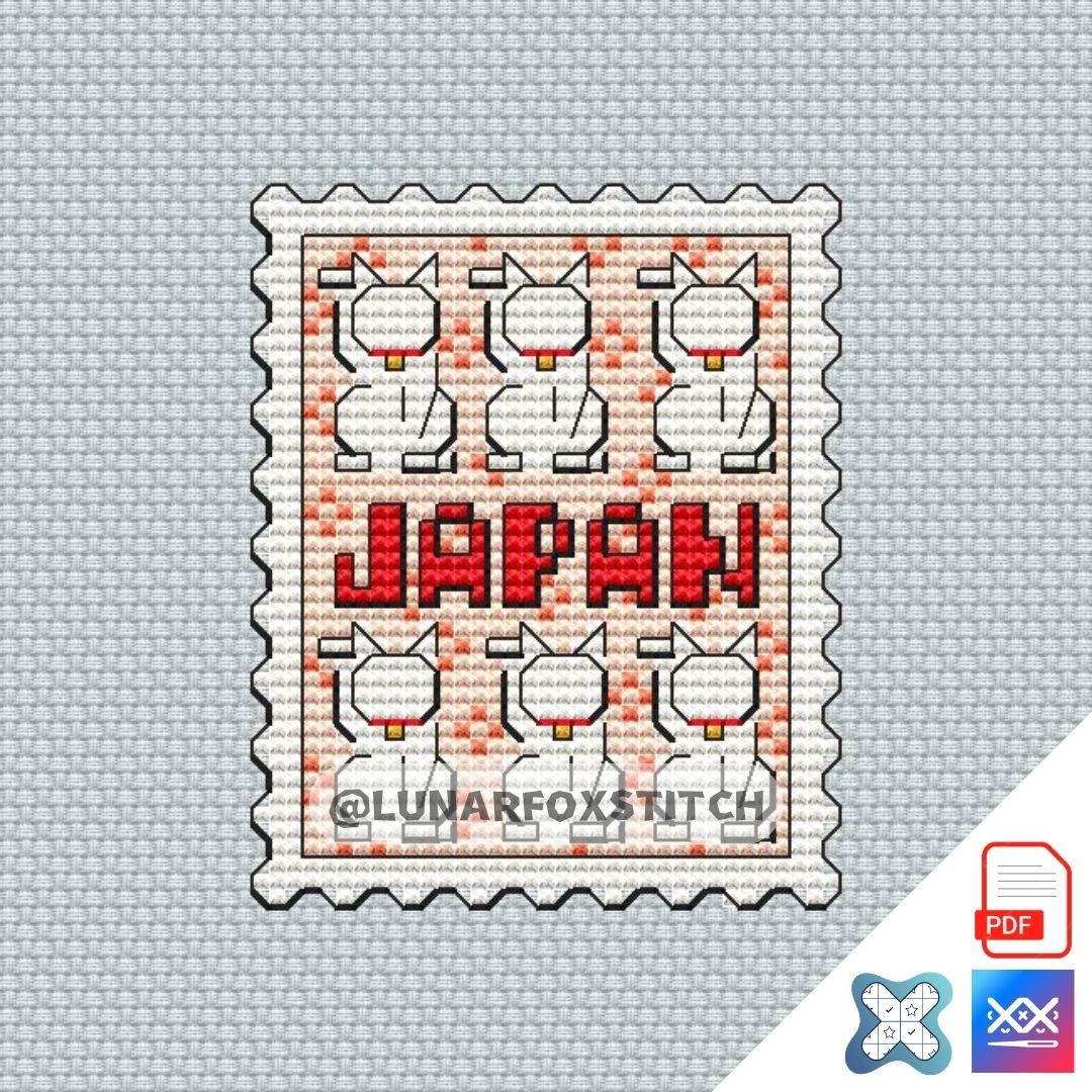 Japan mini postage stamp cross stitch pattern
