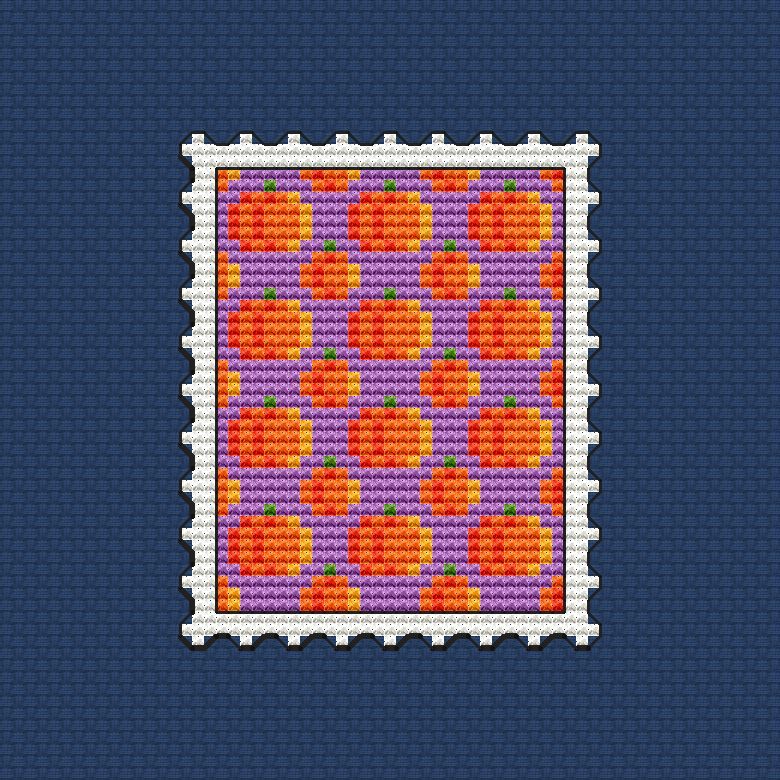 Pumpkin mini postage stamp cross stitch pattern