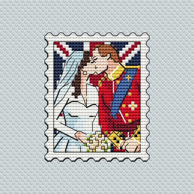 The royal wedding mini postage stamp cross stitch pattern
