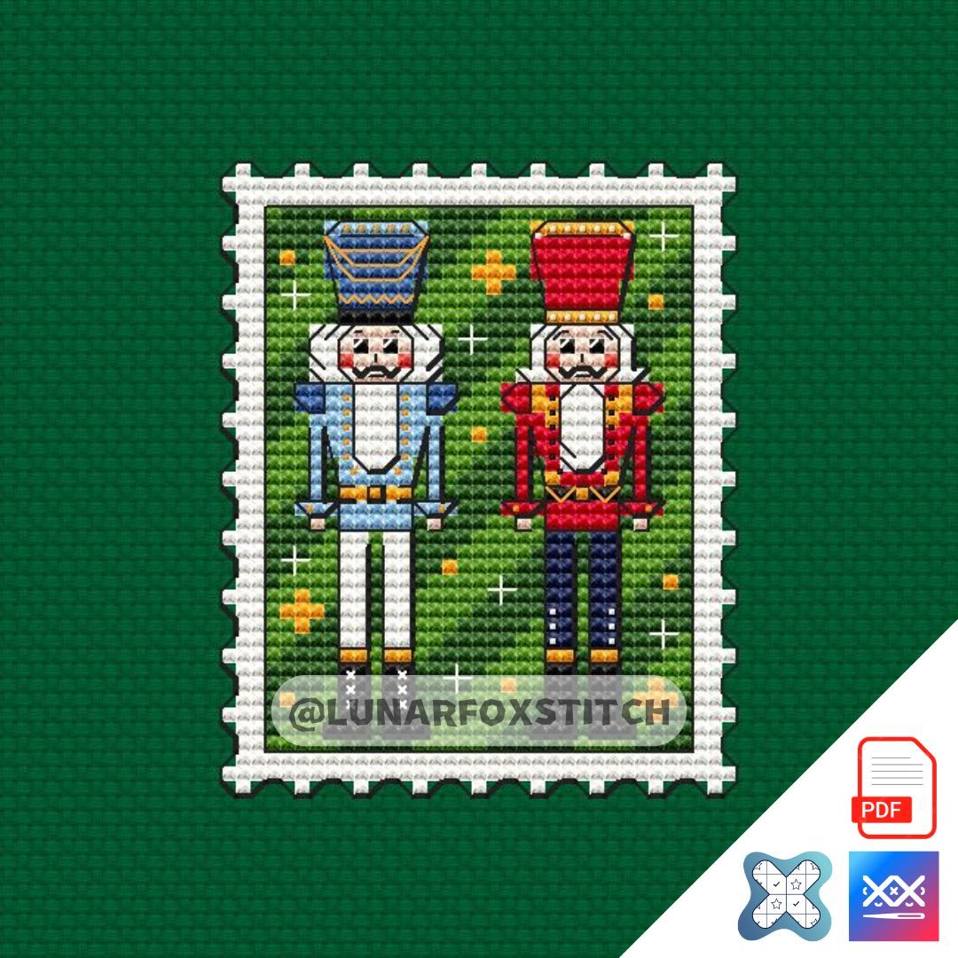 Christmas Nutcrackers mini postage stamp cross stitch pattern