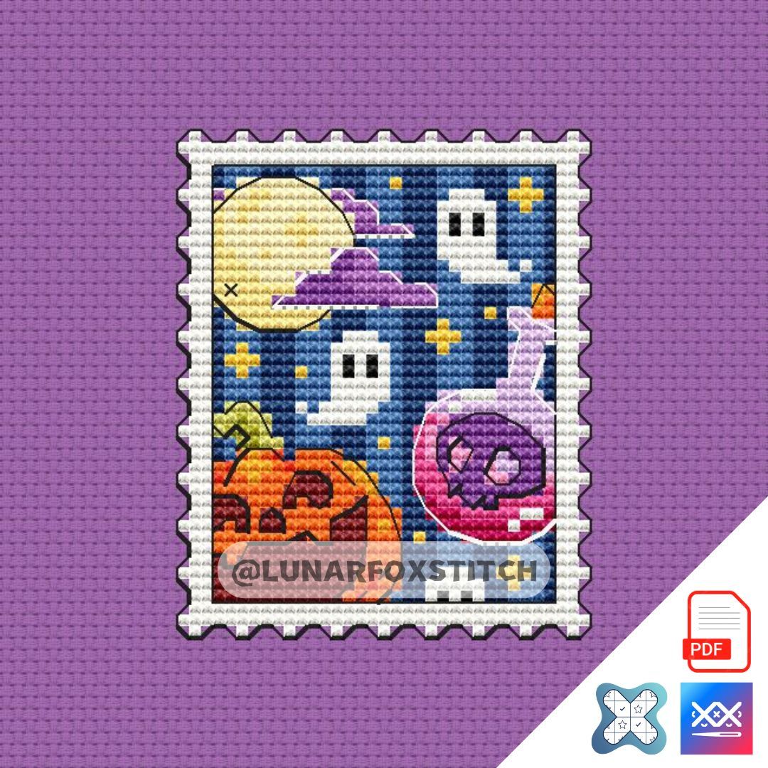 Halloween mini postage stamp cross stitch pattern