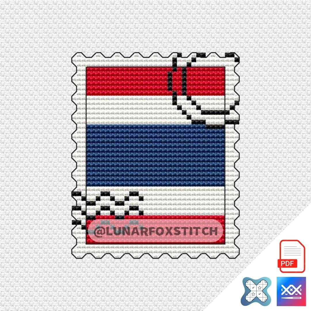 Thailand flag mini postage stamp cross stitch pattern