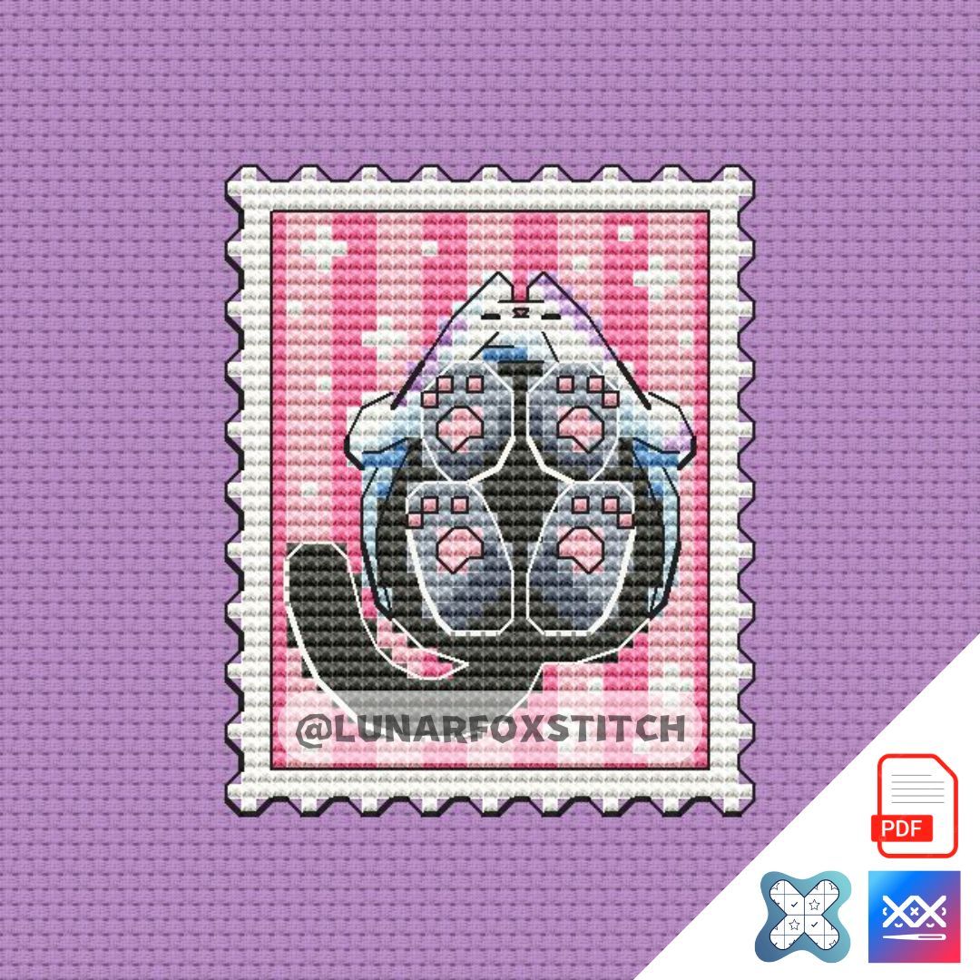 Ghost cat paws mini postage stamp cross stitch pattern