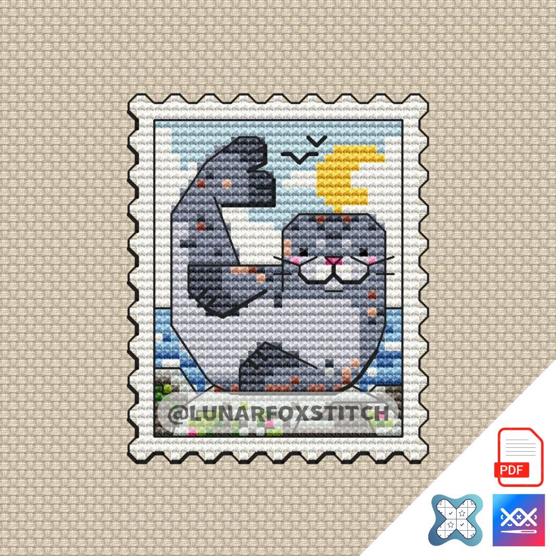 Seal mini postage stamp cross stitch pattern