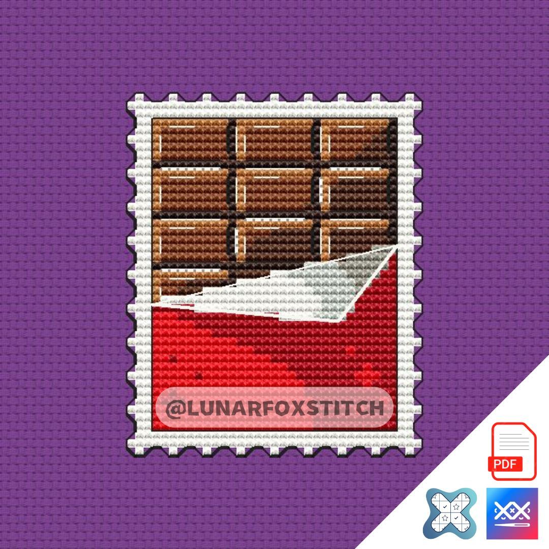 Chocolate bar mini postage stamp cross stitch pattern