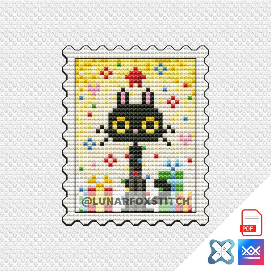 Cat christmas tree mini postage stamp cross stitch pattern