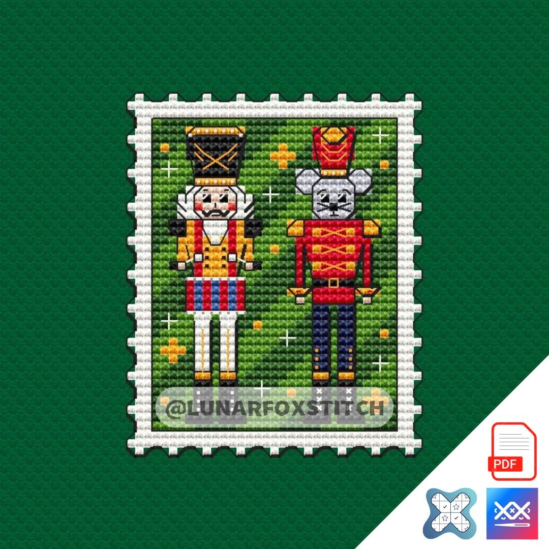 Christmas Nutcrackers and Mouse mini postage stamp cross stitch pattern