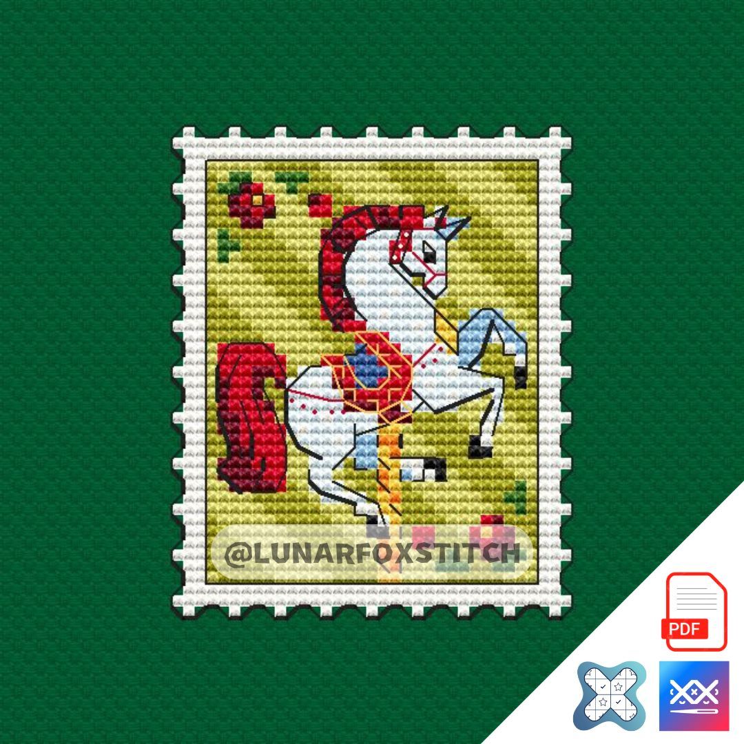 Christmas horse mini postage stamp cross stitch pattern