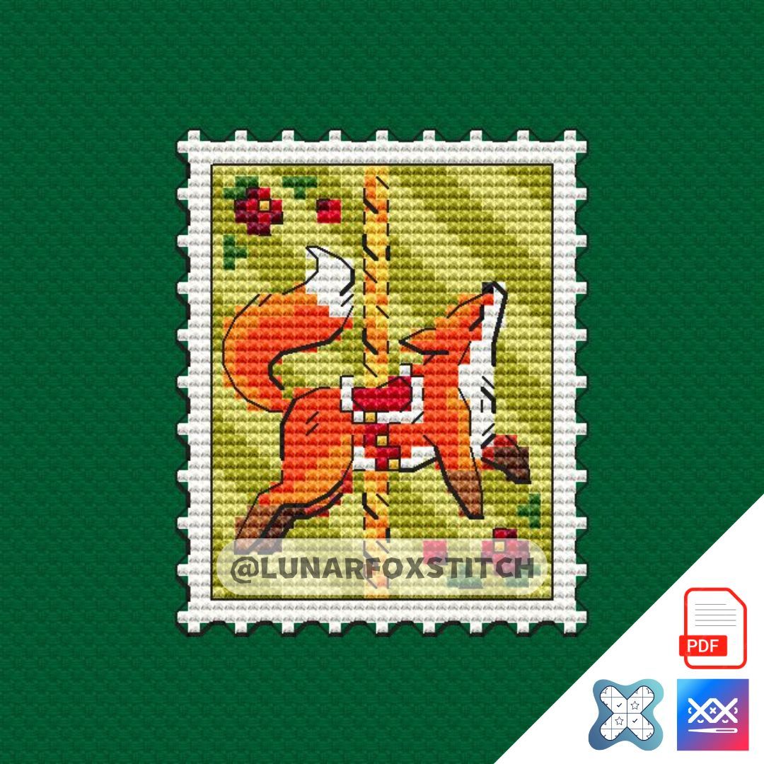 Christmas fox mini postage stamp cross stitch pattern