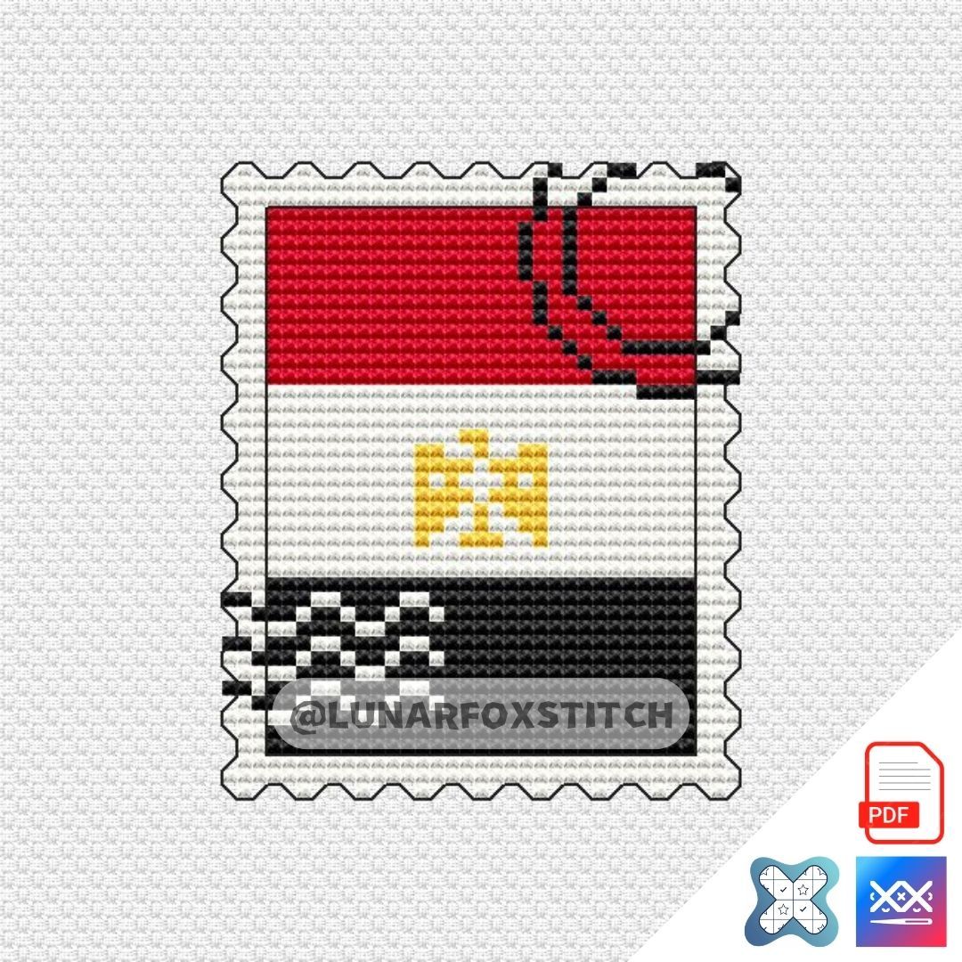 Egypt Flag mini postage stamp cross stitch pattern