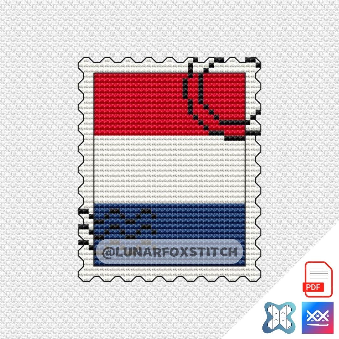 Netherlands Flag mini postage stamp cross stitch pattern