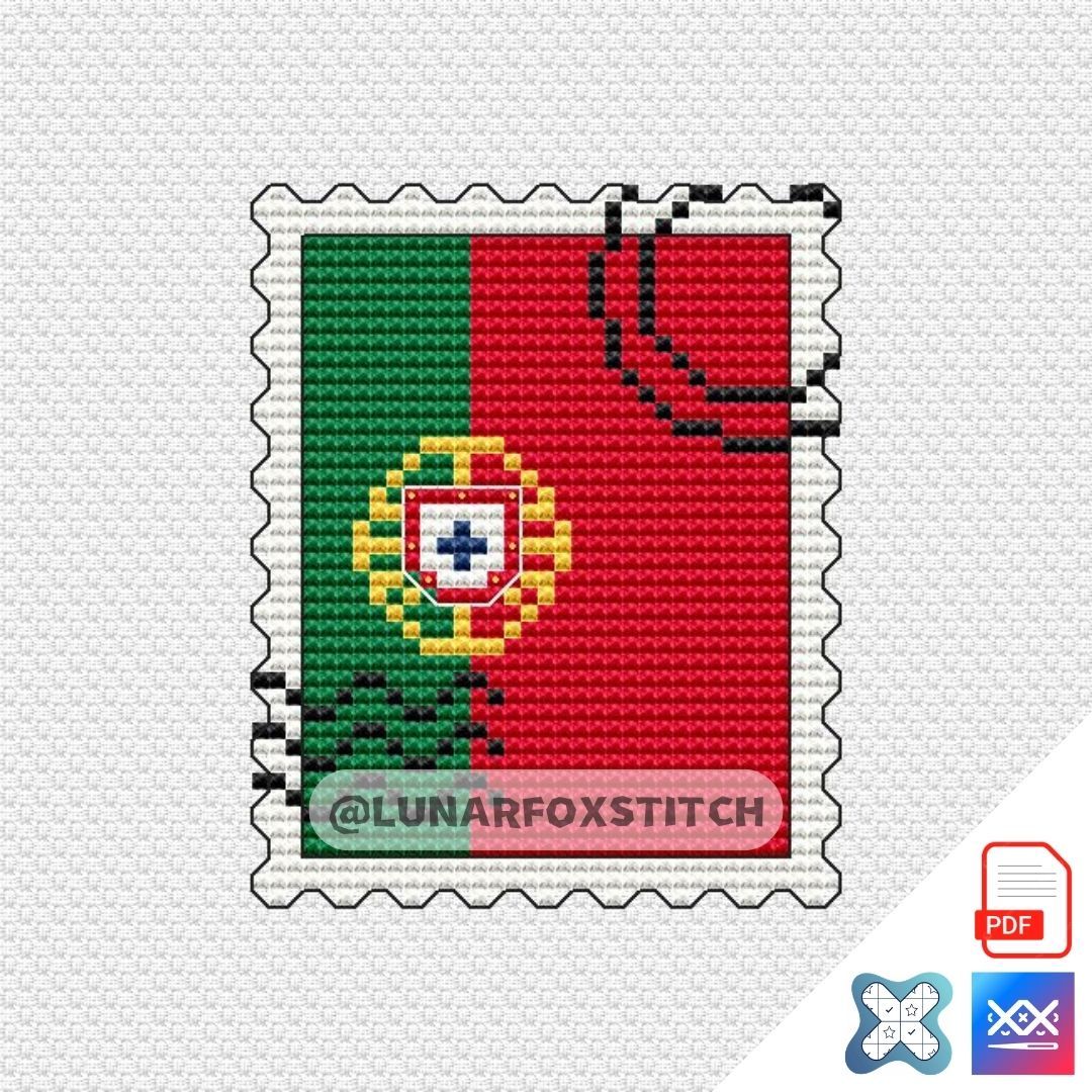 Portugal Flag mini postage stamp cross stitch pattern