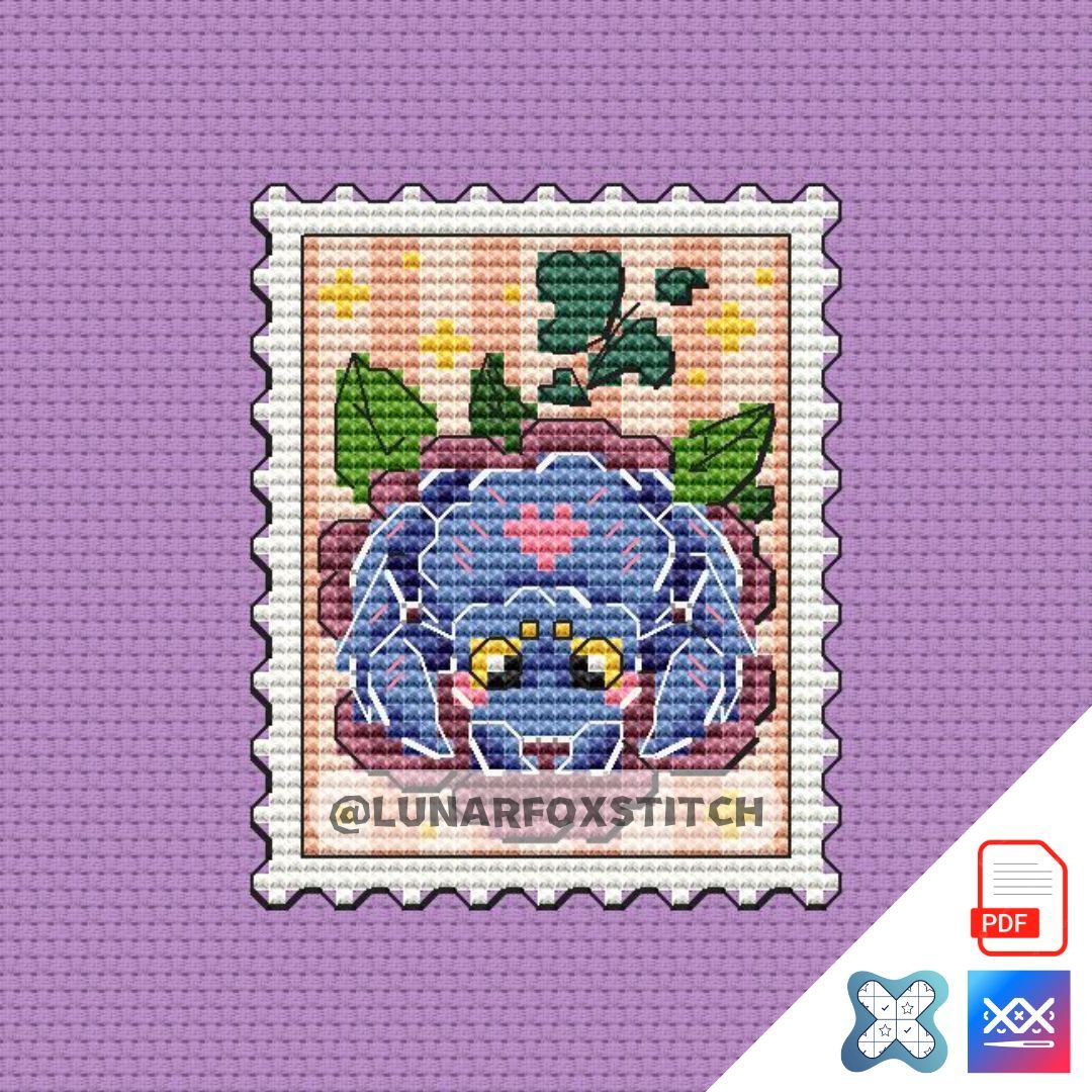 Spider heart mini postage stamp cross stitch pattern
