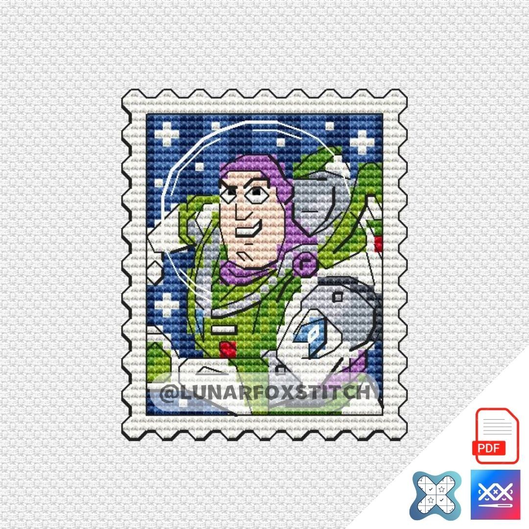 Galactic Ranger mini postage stamp cross stitch pattern
