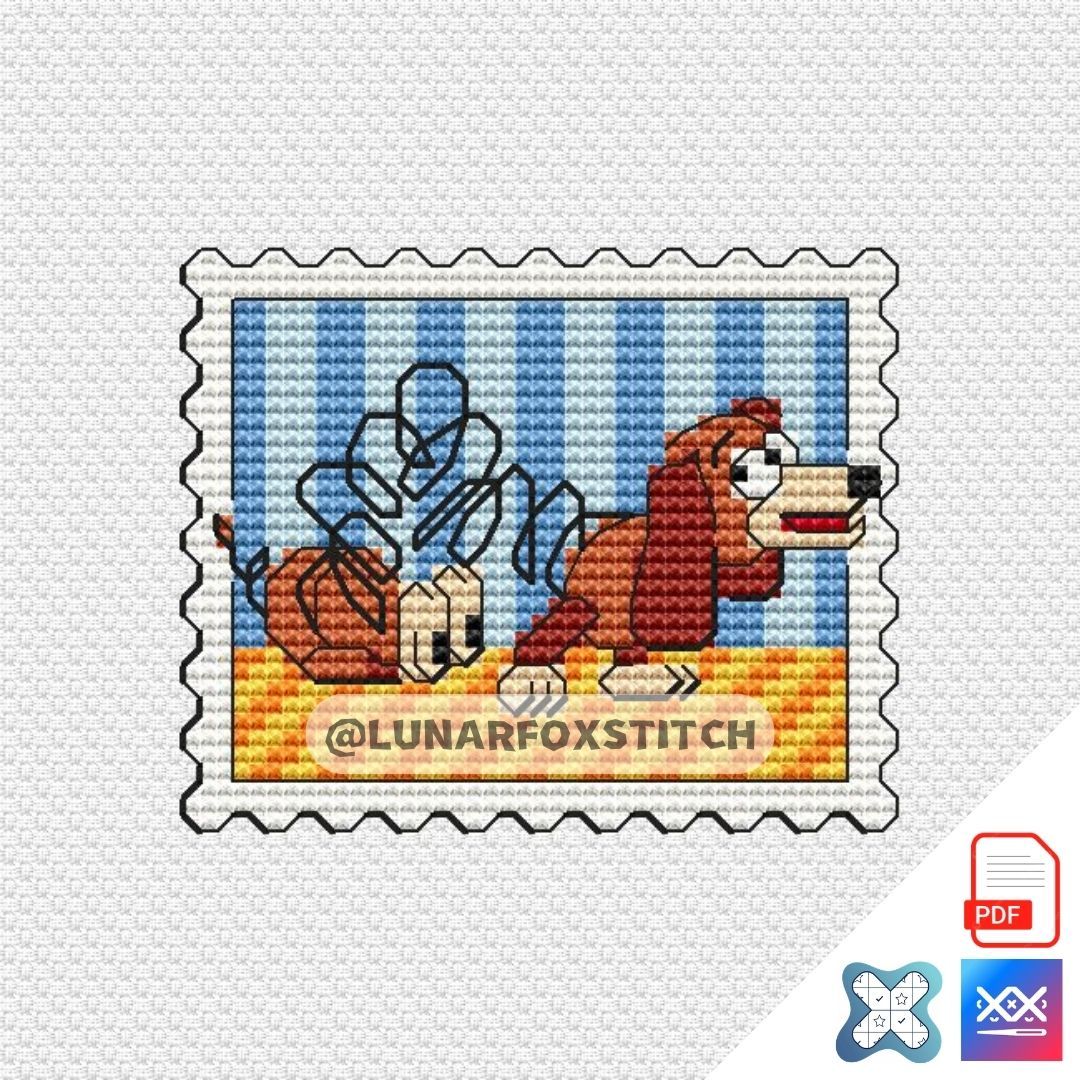Dachshund dog mini postage stamp cross stitch pattern