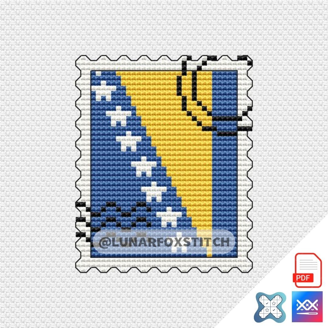 Bosnia flag mini postage stamp cross stitch pattern