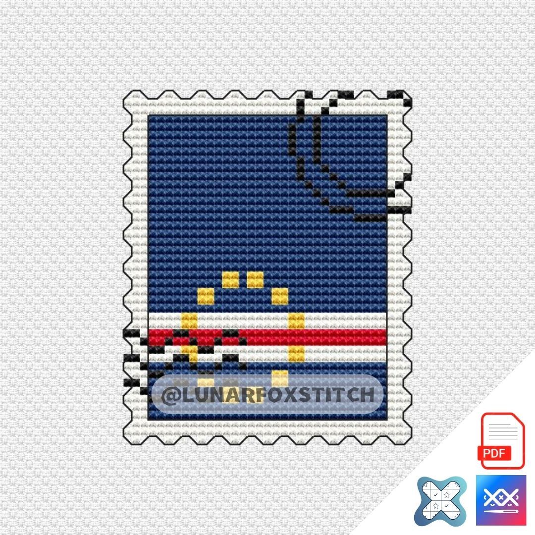 Cape Verde flag mini postage stamp cross stitch pattern