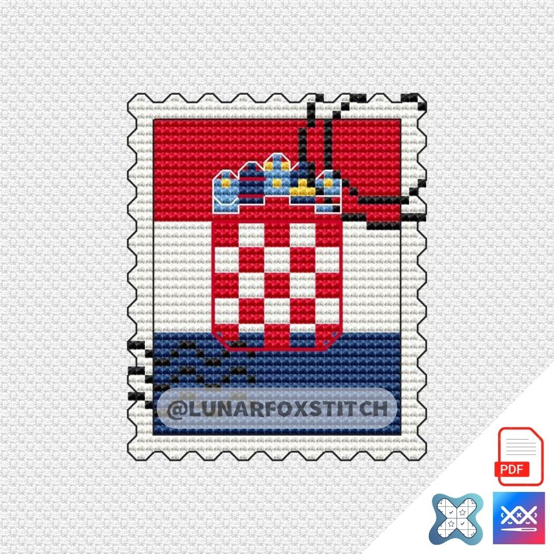 Croatia flag mini postage stamp cross stitch pattern