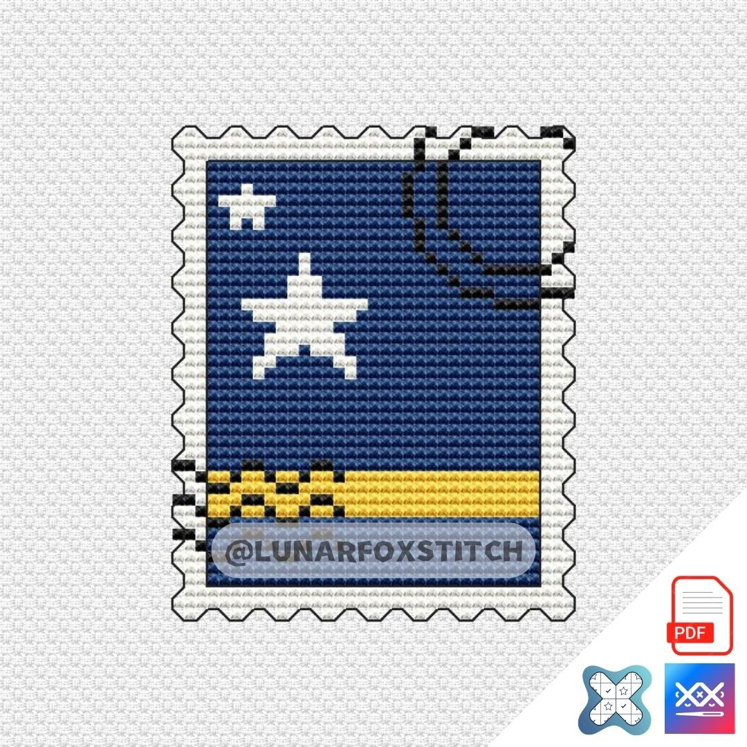 Curacao flag mini postage stamp cross stitch pattern