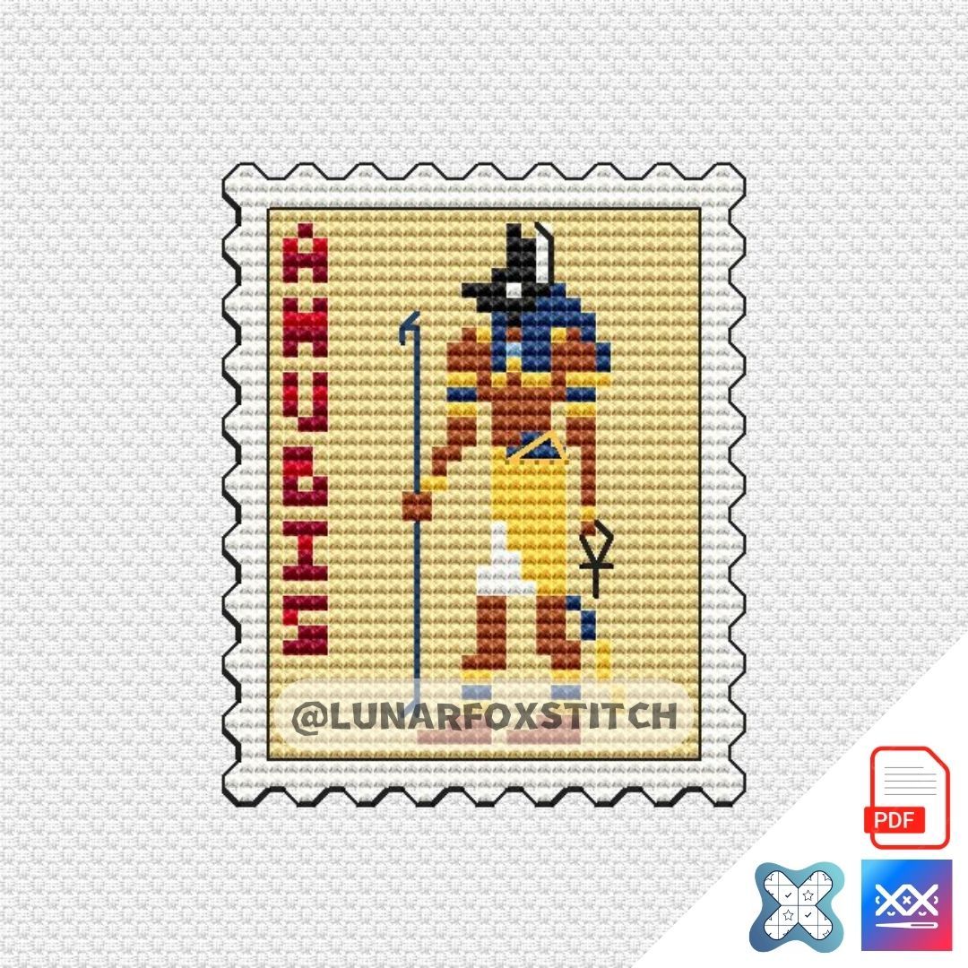 Anubis mini postage stamp cross stitch pattern