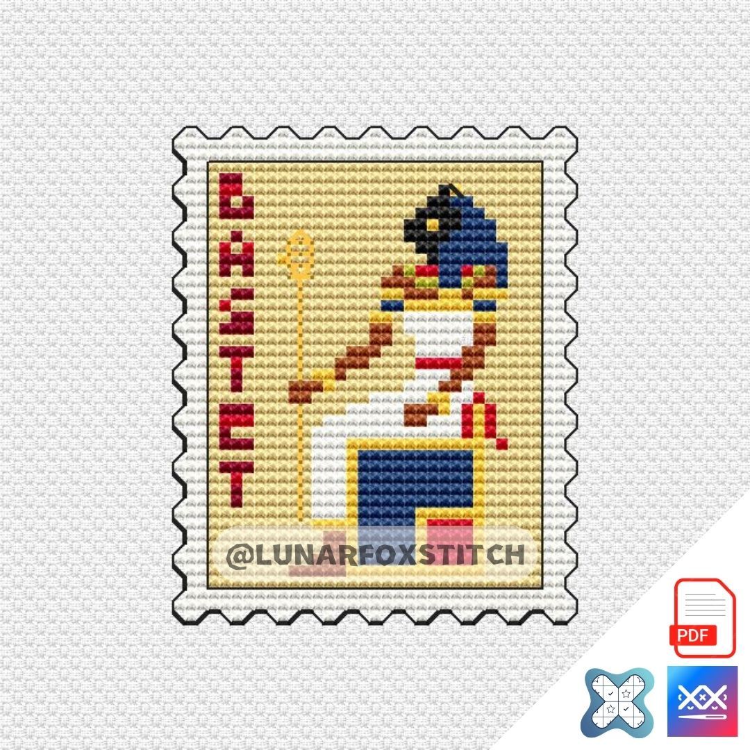 Bastet mini postage stamp cross stitch pattern