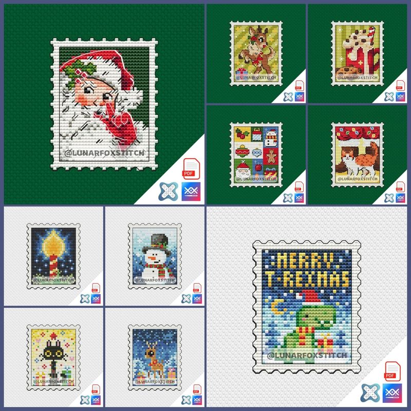Christmas - set of 10 stamp cross stitch pattern