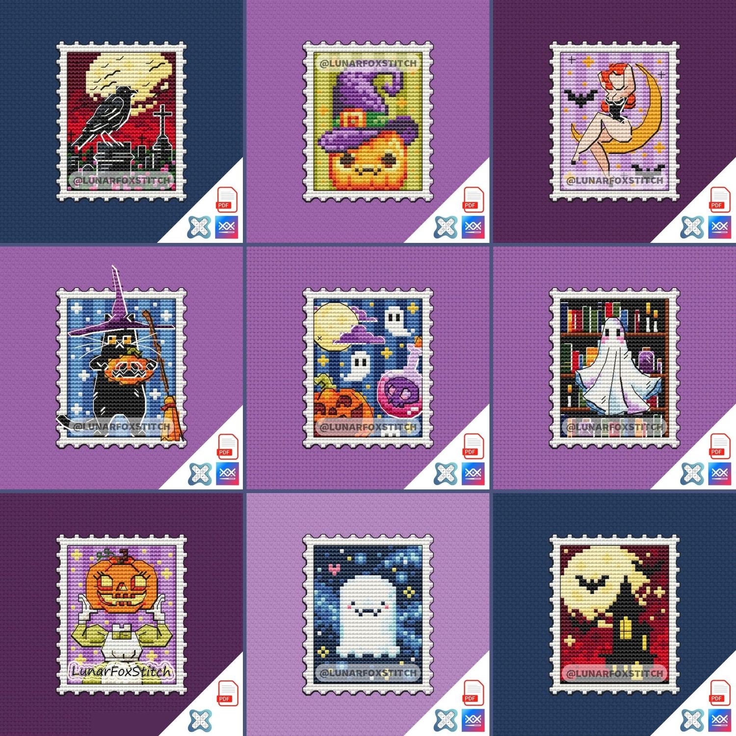 Halloween - set of  stamp cross stitch pattern