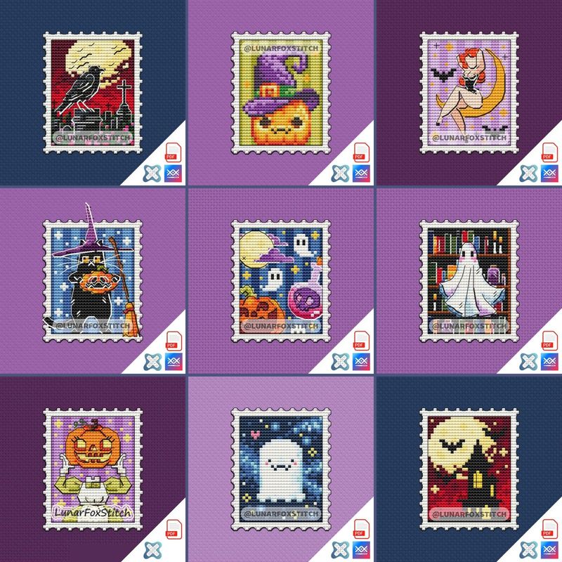 Halloween - set of  stamp cross stitch pattern