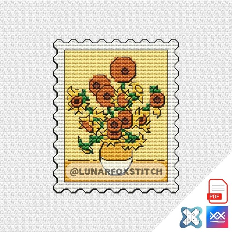Sunflowers mini stamp cross stitch pattern