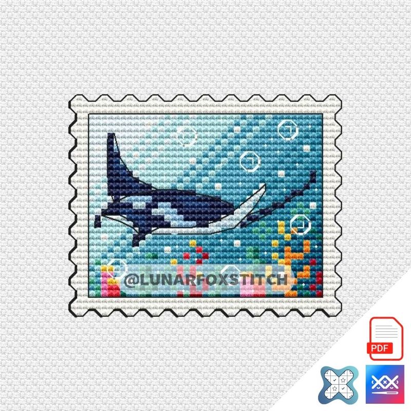 Manta ray mini stamp cross stitch pattern