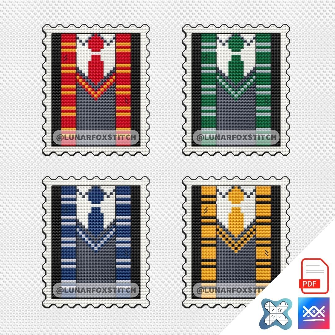 4 Robes mini stamp cross stitch pattern