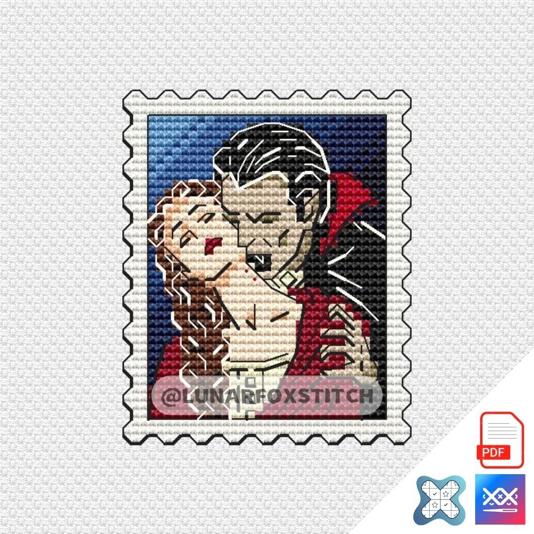 Dracula mini stamp cross stitch pattern