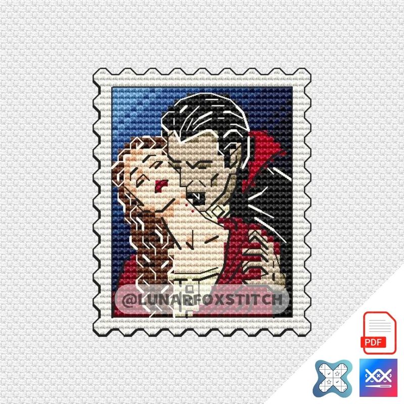 Dracula mini stamp cross stitch pattern