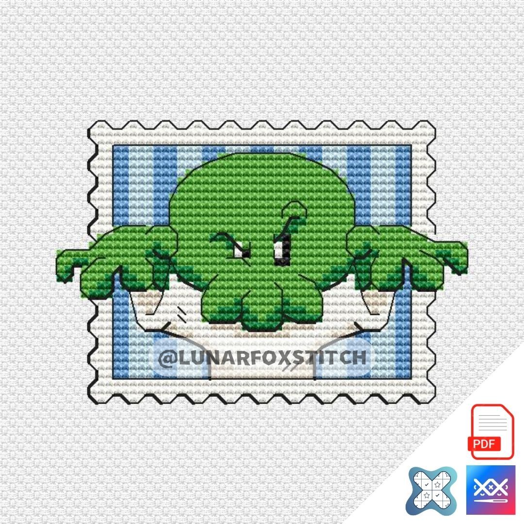 Cthulhu mini stamp cross stitch pattern