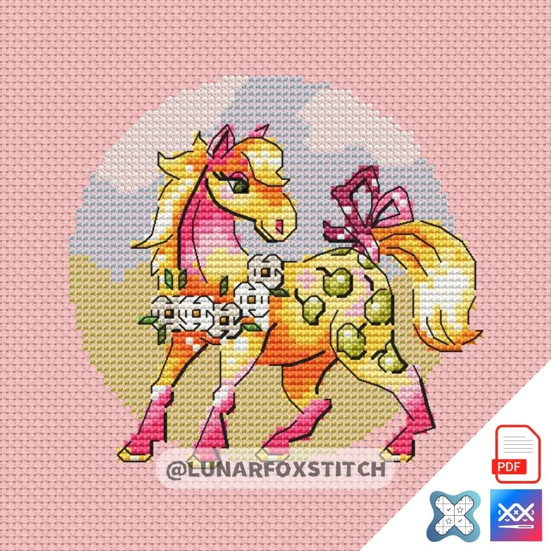 Spring Horse mini cross stitch pattern